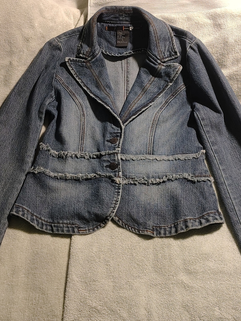 Pierre Cardin Blue Denim Jacket with Frayed Trim